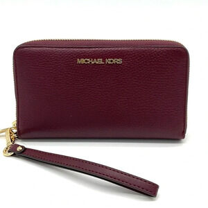 D Michael Kors Large Flat Mf Phone Case Wallet Ruby Red Leather (NWT)
